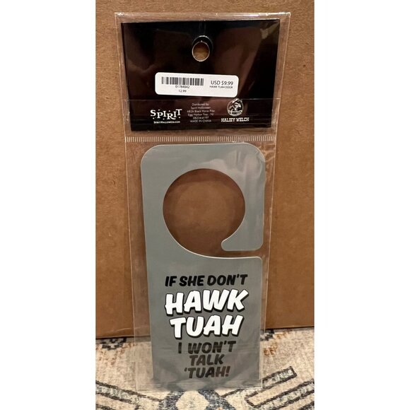 Spirit Halloween Hawk Tuah Door Hanger Sealed Funny‎ Gag Gifts Humor Man Cave - Picture 3 of 3